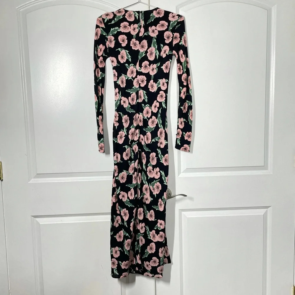 Zara Floral Long Sleeves Bias Cut Dress size S - Picture 9 of 9
